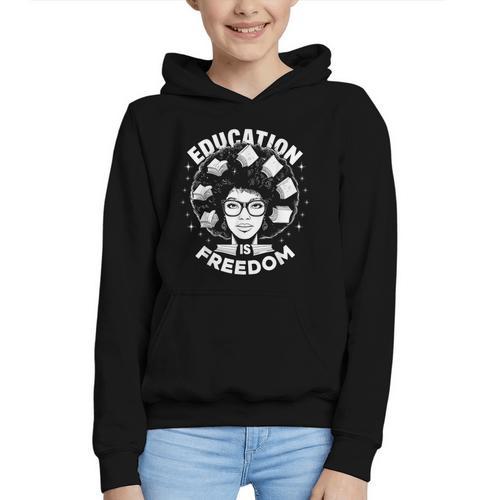 Education Is Freedom History Books African Pride Women Graphic Youth Hoodie - Bookorys