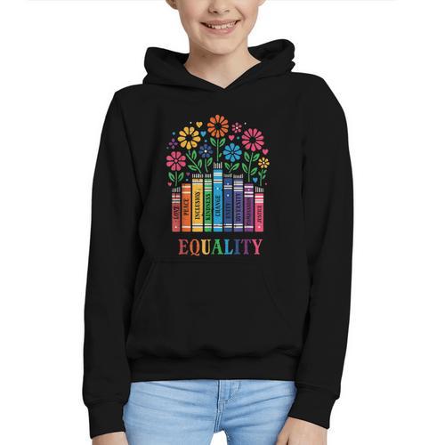 Equality Love Peace Compassion Books Protest Women Girls Kid Graphic Youth Hoodie - Bookorys UK