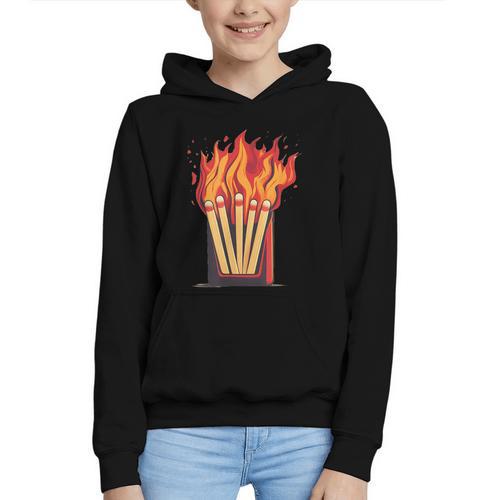 Flames And Lighter Costume For Matchbook Lovers Graphic Youth Hoodie - Bookorys CA