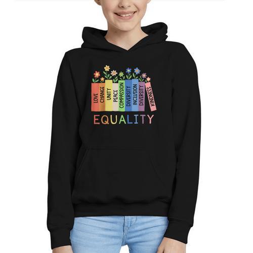 Floral Book Equality Human Rights Social Justice Peace Love Graphic Youth Hoodie - Bookorys UK