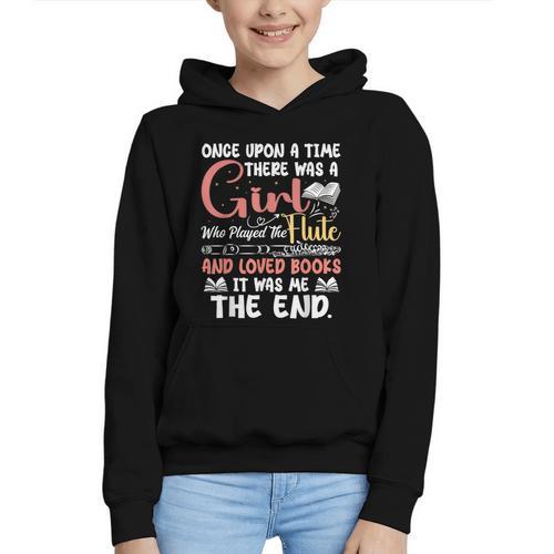 Flute Player Book Lover Flutist Marching Band Musician Flute Graphic Youth Hoodie - Bookorys AU