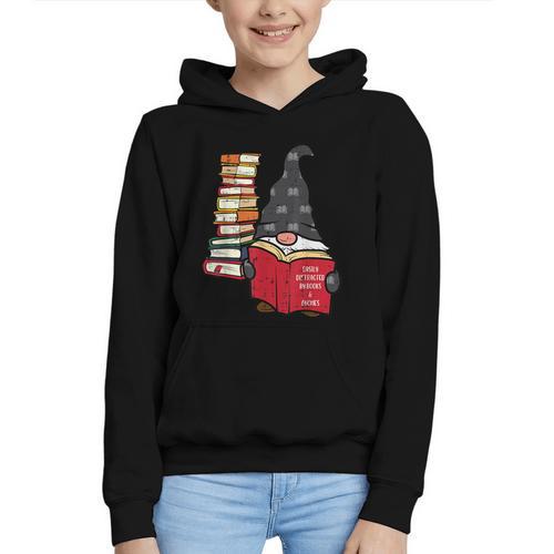 Gnome Read Reading Book Librarian Across America Women Kids Graphic Youth Hoodie - Bookorys