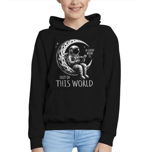 A Good Book Is Out Of This World Kids Reading Imagination Graphic Youth Hoodie - Bookorys UK