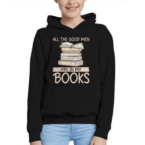 All The Good Men Are In My Books Romance Novel Graphic Youth Hoodie - Bookorys