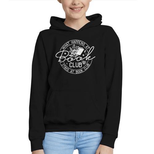 What Happens At Book Club Stays At Book Club Graphic Youth Hoodie - Bookorys
