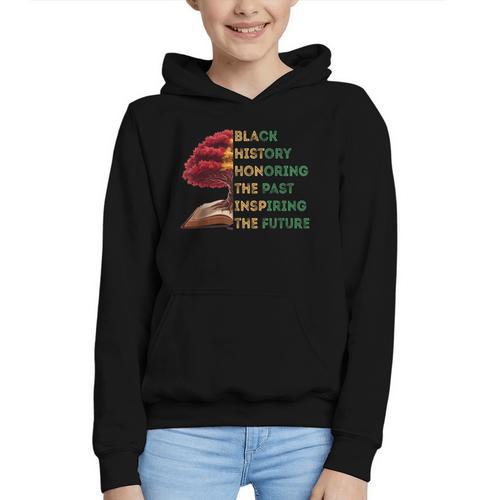 Honoring Past Inspiring Future History Month Tree Book Graphic Youth Hoodie - Bookorys