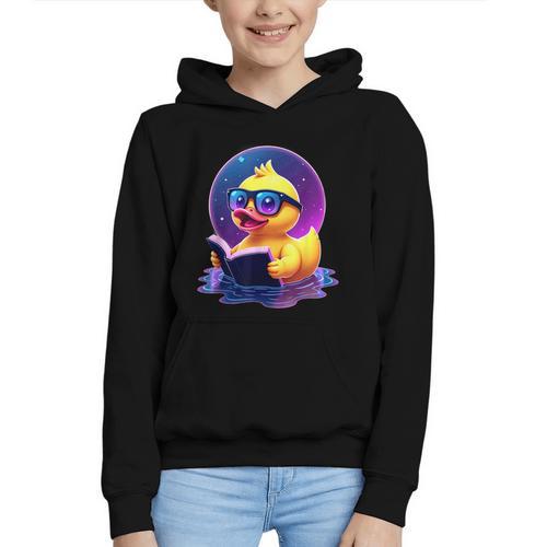 Humor Rubber Duck Reading Book Graphic Youth Hoodie - Bookorys