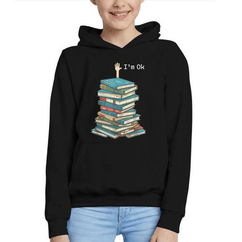 I'm Ok Books Reading Books Lover National Book Day Graphic Youth Hoodie - Bookorys