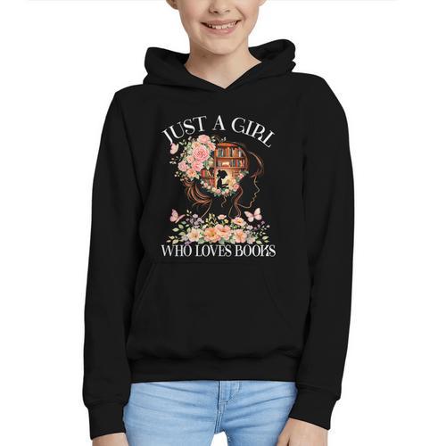 Just A Girl Who Loves Books Book Lover Reading For Women Graphic Youth Hoodie - Bookorys