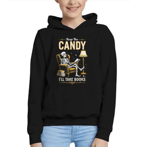 Keep The Candy I'Ll Take Books Halloween Graphic Youth Hoodie - Bookorys AU