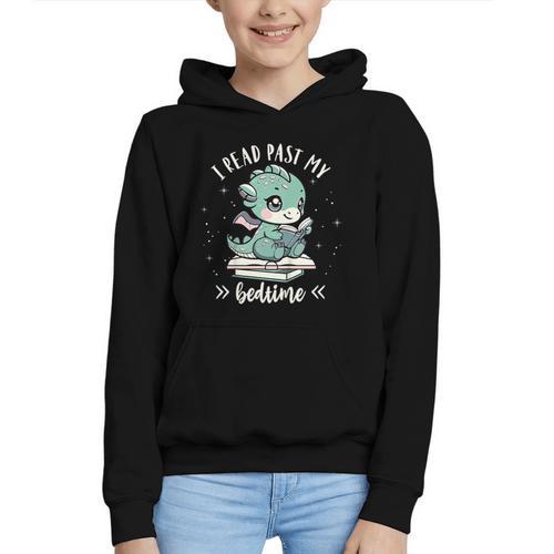 Kids I Read Past My Bedtime Cute Book Dragon Pajama Graphic Youth Hoodie - Bookorys AU