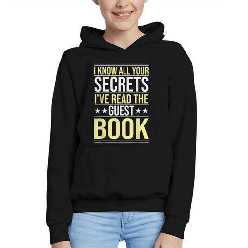 I Know All Your Secrets i Have Read Guest Book Hotel Manager Graphic Youth Hoodie - Bookorys