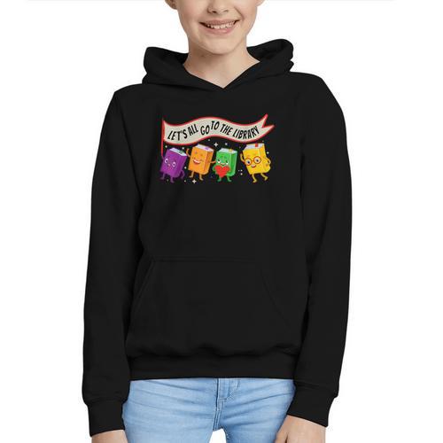 Librarian Let's All Go To The Library Cute Groovy Book Lover Graphic Youth Hoodie - Bookorys CA
