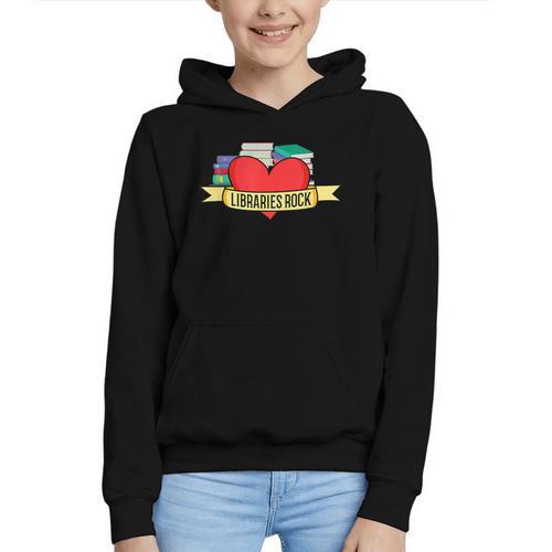 Librarian Library Assistant Libraries Rock Book Lover Graphic Youth Hoodie - Bookorys CA