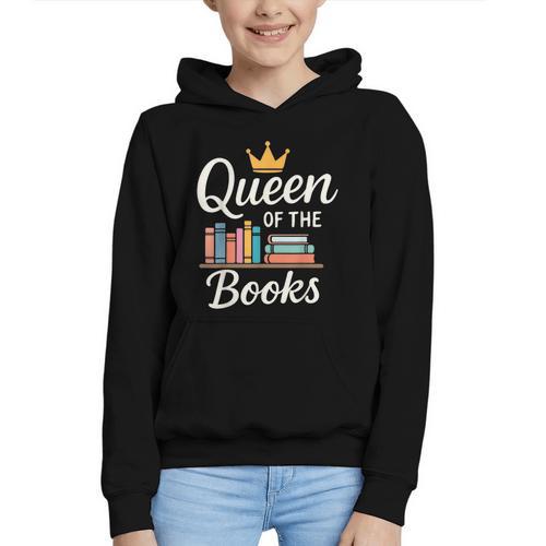 Librarian Queen Of The Books Book Reading Library Graphic Youth Hoodie - Bookorys