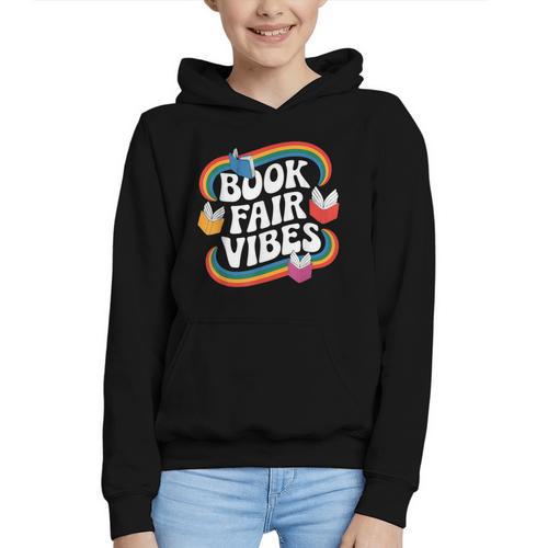 Library Book Fair Vibe Groovy Retro School Reading Nostalgic Graphic Youth Hoodie - Bookorys