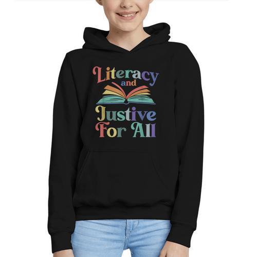 Literacy Justice For All Stop Book Banning Protect Librarian Graphic Youth Hoodie - Bookorys