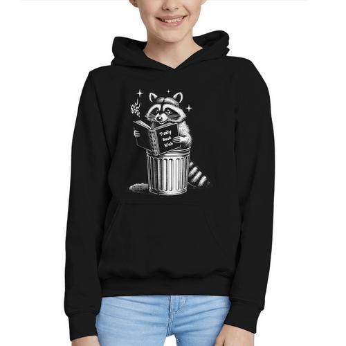 I Love Trashy Book Club Raccoon No Shelf Control Weirdcore Graphic Youth Hoodie - Bookorys