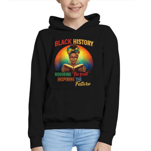 Melanin Honoring Past Inspiring Pride Book Month Graphic Youth Hoodie - Bookorys