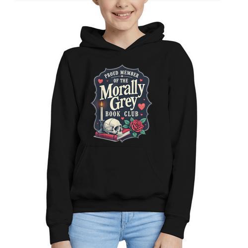 Morally Grey Merch Dark Romance Romantasy Smutty Book Lover Graphic Youth Hoodie - Bookorys