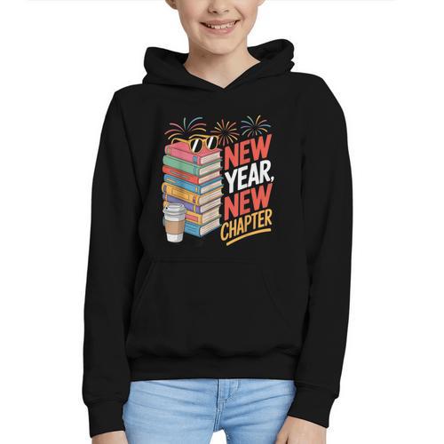 New Year New Chapter Book Lover Reader Graphic Youth Hoodie - Bookorys UK