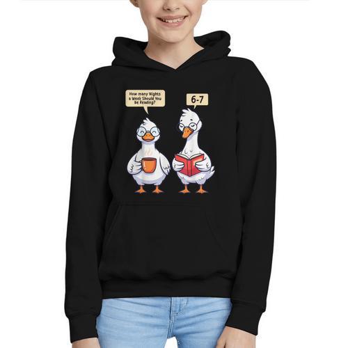 How Many Nights Reading Goose Book Lover Reader Graphic Youth Hoodie - Bookorys