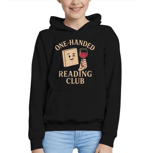 One-Handed Reading Club Smutty Book Lover Graphic Youth Hoodie - Bookorys AU