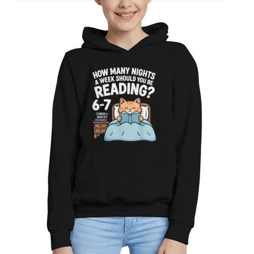 Orange Cat Reading Book 67 Six Seven Meme Graphic Youth Hoodie - Bookorys AU