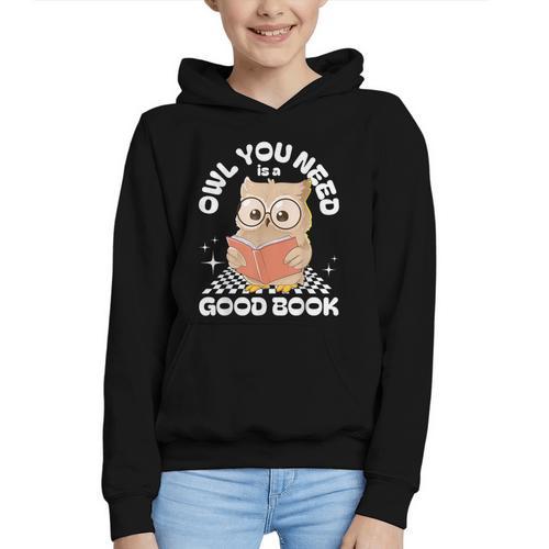 Owl You Need Is A Good Book Teacher Librarian Reading Graphic Youth Hoodie - Bookorys CA