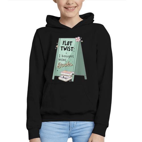 Plot Twist I Bought More Books Bookish Graphic Youth Hoodie - Bookorys CA