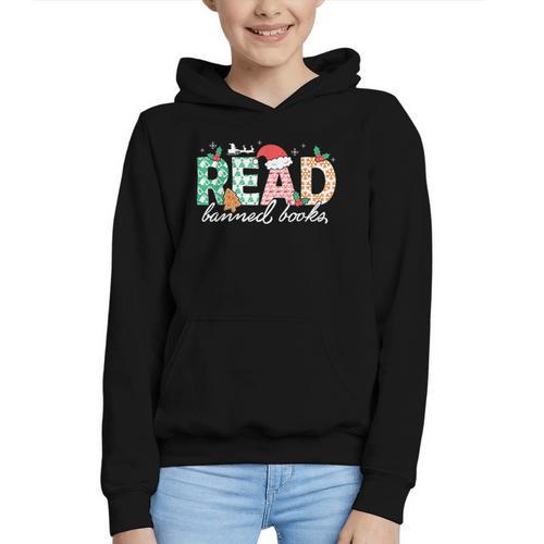 Read Banned Books Christmas Holiday Graphic Youth Hoodie - Bookorys