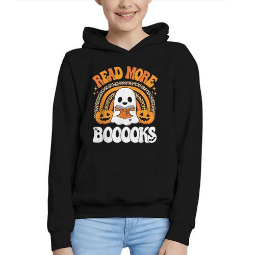 Read More Books Booooks Ghost Pumpkin Cute Teacher Halloween Graphic Youth Hoodie - Bookorys UK