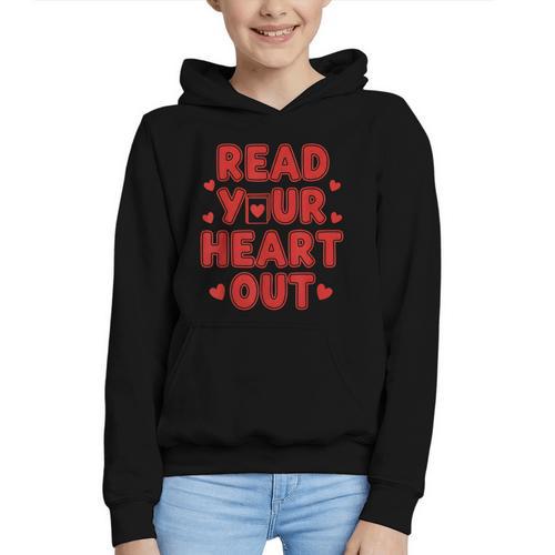 Read Your Heart Out Book Lover Reading Teachers Kids Graphic Youth Hoodie - Bookorys