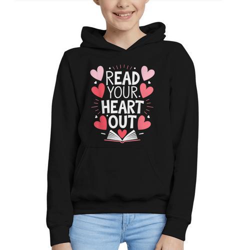 Read Your Heart Out Teacher Reading Book Love Valentines Day Graphic Youth Hoodie - Bookorys