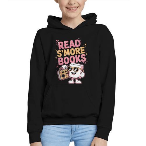 Read S'More Books Camping Outdoors Travel Campfire Smores Graphic Youth Hoodie - Bookorys