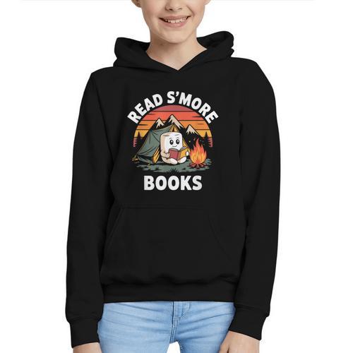 Read S'More Books Cute Campfire Reading Book Lovers Graphic Youth Hoodie - Bookorys