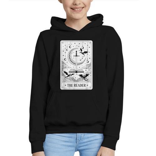 The Reader Tarot Card Bookworm Books Lover Dragon Librarians Graphic Youth Hoodie - Bookorys