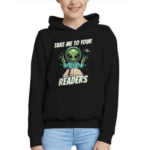 Take Me To Your Readers Across America Read More Books Graphic Youth Hoodie - Bookorys