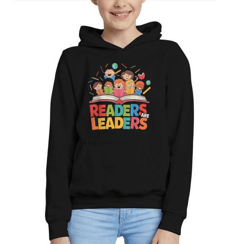 Readers Are Leaders Motivational Reading Book Quote Graphic Youth Hoodie - Bookorys