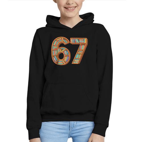 Reading 67 Six Seven Meme Teacher Book Lover Bookshelf Graphic Youth Hoodie - Bookorys