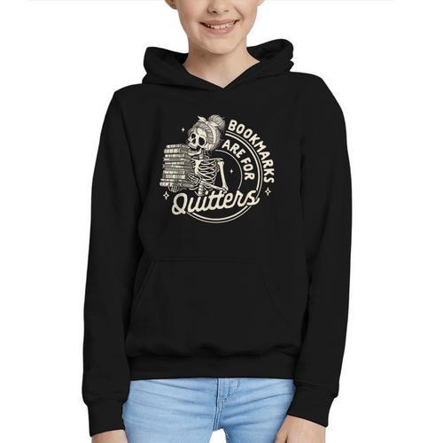 Reading Book Bookish Book Club Bookmarks Are For Quitters Graphic Youth Hoodie - Bookorys