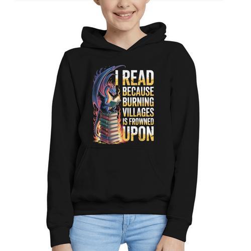 Reading Bookish Dragon Fantasy Graphic Youth Hoodie - Bookorys