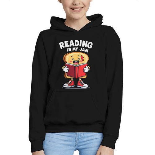 Reading Is My Jam I Love To Read Books Graphic Youth Hoodie - Bookorys