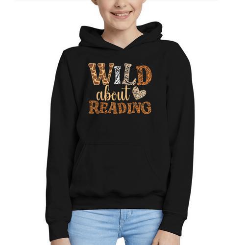 Reading Lover Wild About Reading Reading Books And Bookworm Graphic Youth Hoodie - Bookorys AU