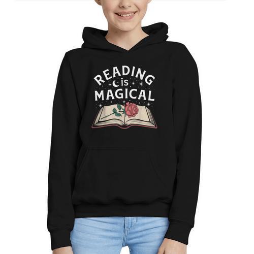 Reading Is Magical Book Lover Bookworm Librarian Library Day Graphic Youth Hoodie - Bookorys CA