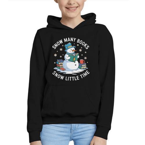 Reading Snowman So Many Books Christmas Books Readers Graphic Youth Hoodie - Bookorys DE