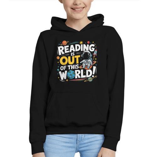 Reading Is Out Of This World Space Book Lover Kids Graphic Youth Hoodie - Bookorys