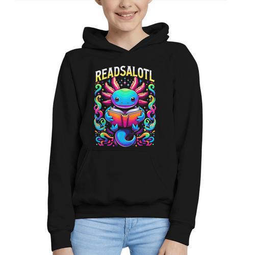 Readsalotl Axolotl Book Lovers Axolotls Graphic Youth Hoodie - Bookorys CA