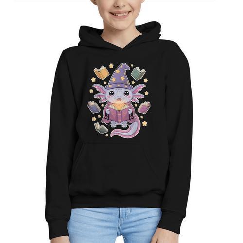 ReadsALOTL Cute Axolotl Book Lover Graphic Youth Hoodie - Bookorys CA