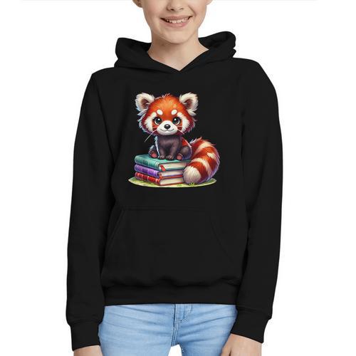 Red Panda Books Lover Reading Bookworm Graphic Youth Hoodie - Bookorys DE